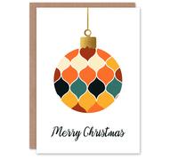 Artery8 Single Mid Century Modern Colourful Bauble Christmas Greeting Card Artery8 Multicolor