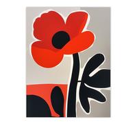 Artery8 Single Poppy Flower Boho Graphic Design Wall Art Print in Red | Size: W18" x H24" Artery8 Red W18" x H24"
