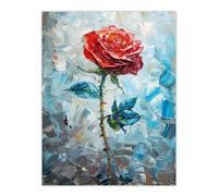 Artery8 Single Red Rose Oil Painting Romance Artistic For Living Room Extra Large XL Wall Art Poster Print