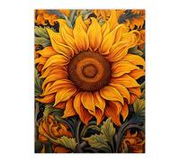 Single Sensational Summer Sunflower Bright Floral Illustration Vibrant Yellow William Morris Style Pattern Unframed Wall Art Print Poster Home Decor P Artery8 Multi W12 inch x H16 inch