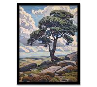 Artery8 Single Tree Dartmoor Devon Landscape England Framed Art Print | Size: W12" x H16" Artery8 Multicolor W12" x H16"