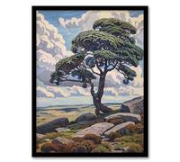 Artery8 Single Tree Dartmoor Devon Landscape England Living Room Art Print Framed Poster Wall Decor 12x16 inch