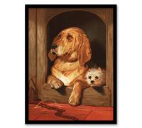 Artery8 Sir Edwin Landseer Framed Wall Art Dignity & Impudence Dog Portrait in Brown | Size: A4 Artery8 Brown A4