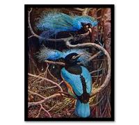 Artery8 Sir Henry Hamilton Johnston Framed Wall Art Blue Bird of Paradise in Brown | Size: A4 Artery8 Brown A4