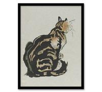 Artery8 Sitting Cat Art Nouveau Painting Steinlen Framed Wall Art Print in Brown | Size: A4 Artery8 Brown A4
