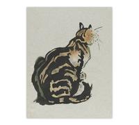 Artery8 Sitting Cat Art Nouveau Painting Steinlen Wall Art Poster Print in Brown | Size: W18" x H24" Artery8 Brown W18" x H24"
