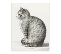 Artery8 Sitting Smiling Cat Pencil Drawing Bernard Wall Art Print Poster in White | Size: W12" x H16" Artery8 White W12" x H16"