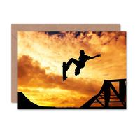 Artery8 Skateboard Ramp Sunset Photo Kids Birthday Child Kids Card Artery8 Multicolor