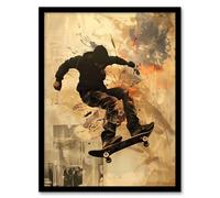 Artery8 Skateboarder Portrait Street Art Modern Living Room Artwork Framed Wall Art Print A4