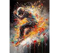 Artery8 Skateboarder Vibrant Splat Paint Action Shot Large Wall Art Poster Print Thick Paper 18X24 Inch