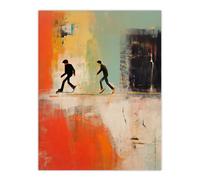Artery8 Skaters Gliding Through Modern Urban Graffiti Landscape Oil Painting Warm Tones Orange Unframed Wall Art Print Poster Home Decor Premium Artery8 Multicolor W12" x H16"