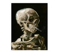 Artery8 Skeleton with Burning Cigarette Van Gogh Vintage Wall Art Print Poster in Black | Size: W18" x H24" Artery8 Black W18" x H24"