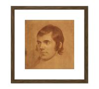 Artery8 Skirving Portrait Scottish Poet Robert Burns Drawing 8X8 Inch Square Wooden Framed Wall Art Print Picture with Mount in Brown Artery8 Brown