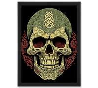 Artery8 Skull Celtic Design Tattoo Ink Body Art Rockabilly Americana 50s Artwork Framed A3 Wall Art Print