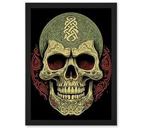 Artery8 Skull Celtic Design Tattoo Ink Body Art Rockabilly Americana 50s Artwork Framed Wall Art Print A4