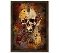 Artery8 Skull Electric Guitar Death Metal Music Modern Concept Art Painting Artwork Framed A3 Wall Art Print