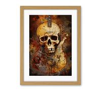 Artery8 Skull Electric Guitar Death Metal Music Modern Concept Art Painting Artwork Framed Wall Art Print 18X24 Inch