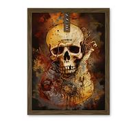 Artery8 Skull Electric Guitar Death Metal Music Modern Concept Art Painting Artwork Framed Wall Art Print 18X24 Inch