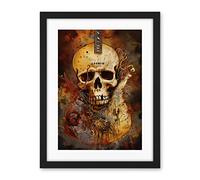 Artery8 Skull Electric Guitar Death Metal Music Modern Concept Art Painting Artwork Framed Wall Art Print 18X24 Inch