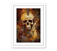 Artery8 Skull Electric Guitar Death Metal Music Modern Concept Art Painting Artwork Framed Wall Art Print 18X24 Inch