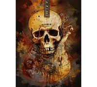 Artery8 Skull Electric Guitar Death Metal Music Modern Concept Art Painting Large Wall Art Poster Print Thick Paper 18X24 Inch