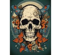 Artery8 Skull Moths Old School USA Tattoo Ink Body Art Rockabilly Americana 50s Extra Large XL Wall Art Poster Print