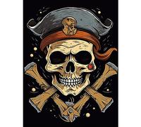 Artery8 Skull Pirate Hat Old School USA Tattoo Ink Body Rockabilly Americana 50s Large Wall Art Poster Print Thick Paper 18X24 Inch