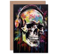 Artery8 Skull Punk Death Metal Music for Him or Her Man Woman Birthday Thank You Congratulations Blank Art Greeting Card