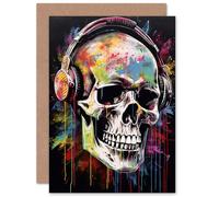 Artery8 Skull Punk Death Metal Music for Him or Her Man Woman Birthday Thank You Congratulations Blank Art Greeting Card