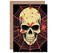 Artery8 Skull Spider Web Death Metal Rock Custom Greeting Card Personalised Message Inside for Husband Him Dad Son Brother Birthday Thank You Congratulations