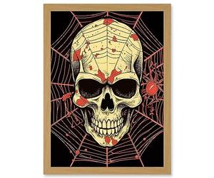 Artery8 Skull Spider Web Old School USA Tattoo Ink Body Rockabilly Americana 50s Artwork Framed A3 Wall Art Print