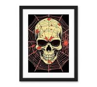 Artery8 Skull Spider Web Old School USA Tattoo Ink Body Rockabilly Americana 50s Artwork Framed Wall Art Print 18X24 Inch