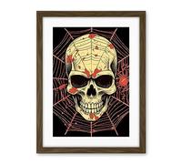 Artery8 Skull Spider Web Old School USA Tattoo Ink Body Rockabilly Americana 50s Artwork Framed Wall Art Print 18X24 Inch