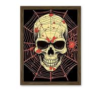 Artery8 Skull Spider Web Old School USA Tattoo Ink Body Rockabilly Americana 50s Artwork Framed Wall Art Print 18X24 Inch