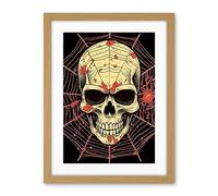 Artery8 Skull Spider Web Old School USA Tattoo Ink Body Rockabilly Americana 50s Artwork Framed Wall Art Print 18X24 Inch