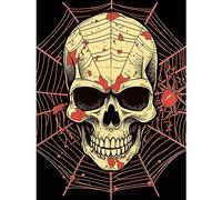 Artery8 Skull Spider Web Old School USA Tattoo Ink Body Rockabilly Americana 50s Large Wall Art Poster Print Thick Paper 18X24 Inch