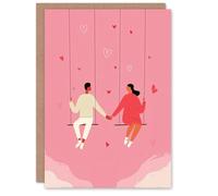 Artery8 Sky High Together Couple on Swings Holding Hands Valentine's Day Card
