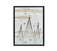 Artery8 Skyscape With Birds Flying Framed Canvas Wall Art Print Shin Bijutsukai in Blue | Size: W12" x H16" Artery8 Blue W12" x H16"