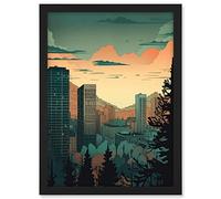 Artery8 Skyscrapers by Forest Urban Architecture Landscape Artwork Framed A3 Wall Art Print