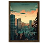 Artery8 Skyscrapers by Forest Urban Architecture Landscape Artwork Framed A3 Wall Art Print