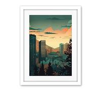 Artery8 Skyscrapers by Forest Urban Architecture Landscape Artwork Framed Wall Art Print 18X24 Inch