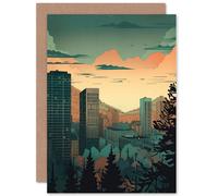 Artery8 Skyscrapers by Forest Urban Architecture Landscape Travel Birthday Sealed Greeting Card Plus Envelope Blank inside