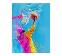 Artery8 Slam Dunk Shot Basketball Player Abstract For Living Room Large Wall Art Poster Print Thick Paper 18X24 Inch