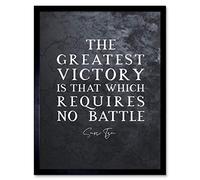 Artery8 Slate Inspiring Quote Sun Tzu Greatest Victory No Battle Art Print Framed Poster Wall Decor 12x16 inch