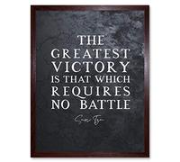 Artery8 Slate Inspiring Quote Sun Tzu Greatest Victory No Battle Art Print Framed Poster Wall Decor 12x16 inch