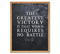 Artery8 Slate Inspiring Quote Sun Tzu Greatest Victory No Battle Art Print Framed Poster Wall Decor 12x16 inch