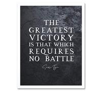 Artery8 Slate Inspiring Quote Sun Tzu Greatest Victory No Battle Art Print Framed Poster Wall Decor 12x16 inch