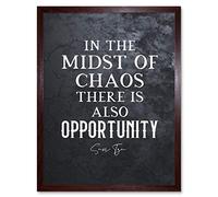 Artery8 Slate Inspiring Quote Sun Tzu Midst of Chaos There is Opportunity Art Print Framed Poster Wall Decor 12x16 inch