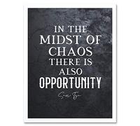 Artery8 Slate Inspiring Quote Sun Tzu Midst of Chaos There is Opportunity Art Print Framed Poster Wall Decor 12x16 inch