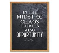 Artery8 Slate Inspiring Quote Sun Tzu Midst of Chaos There is Opportunity Art Print Framed Poster Wall Decor 12x16 inch